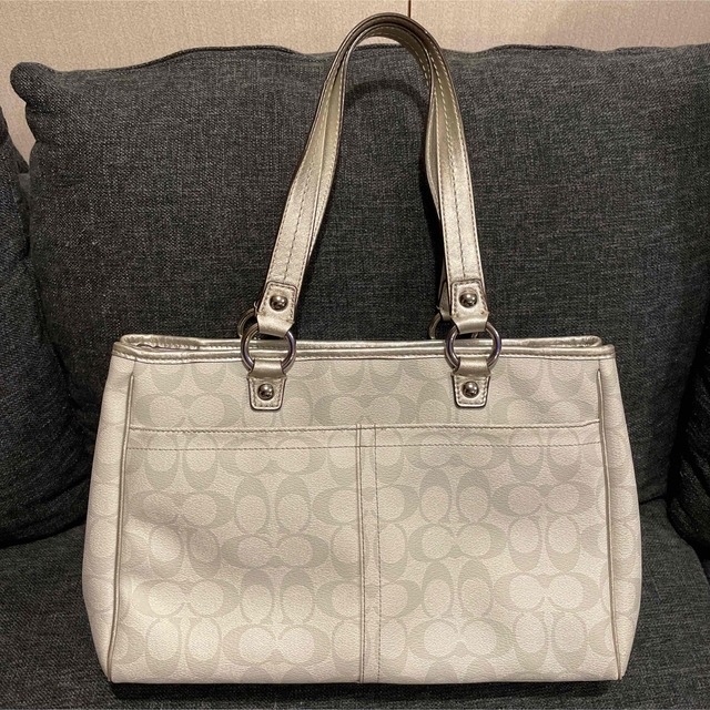 美品】coachコーチ シグネチャー レディース トート ショルダーバッグ-
