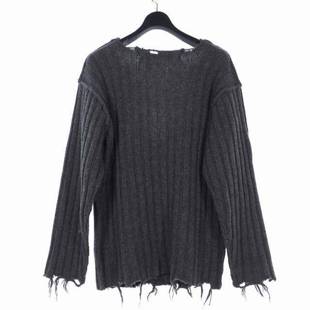 パーバーズ PERVERZE 18AW カットオフ キーネックニット ブラック