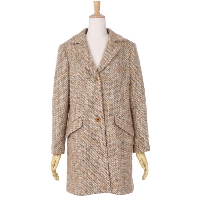 極美品 ハナエモリ HANAE MORI コート ロングコート ウール ツイード