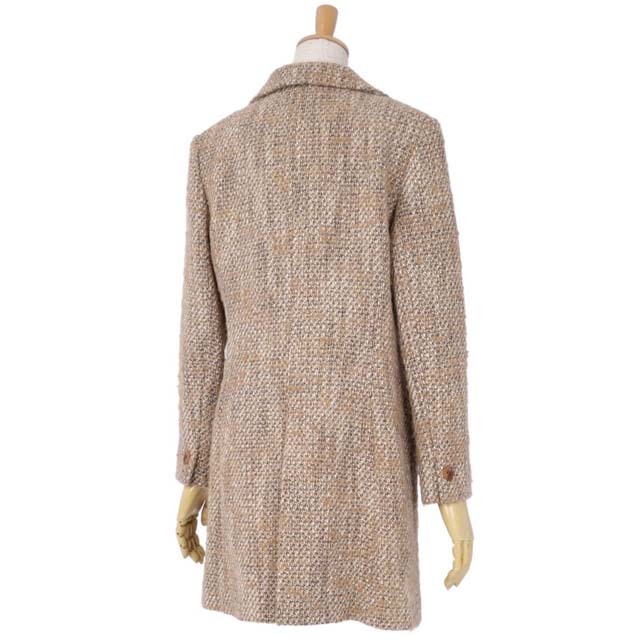 極美品 ハナエモリ HANAE MORI コート ロングコート ウール ツイード アウター レディース 40(M相当) ベージュ
