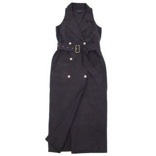 Gucci - Vintage グッチ GUCCI コート ロングコート ベルト付き ダブルブレスト ノースリーブ シルク レディース 40 グレー