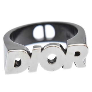 ディオール(Dior)のDIOR ディオール Logo Plaque Ring  I CON ロゴ  真鍮リング　ブラック/シルバー R1229HOMMT D004(リング(指輪))