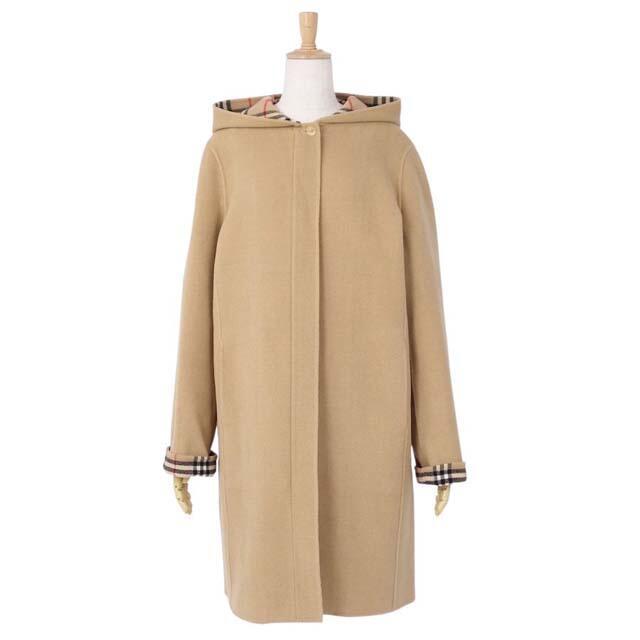美品 Vintage バーバリー Burberrys コート フード付き ロングコート ウール カシミヤ 裏チェック アウター レディース 40(M相当) ベージュ 美品 Vintage バーバリー Burberrys コート フード付き ロングコート ウール カシミヤ 裏チェック アウター レディース 40(M相当) ベージュ