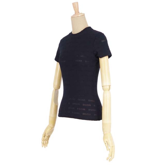 美品 クリスチャンディオール Christian Dior Tシャツ ロゴ カットソー レディース ナイロン ジャージー トップス レディース 36(S相当) ブラック 3