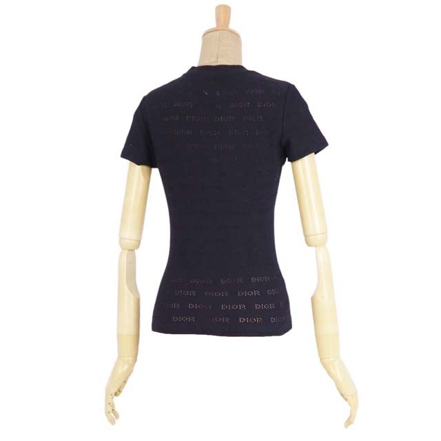 美品 クリスチャンディオール Christian Dior Tシャツ ロゴ カットソー レディース ナイロン ジャージー トップス レディース 36(S相当) ブラック 4