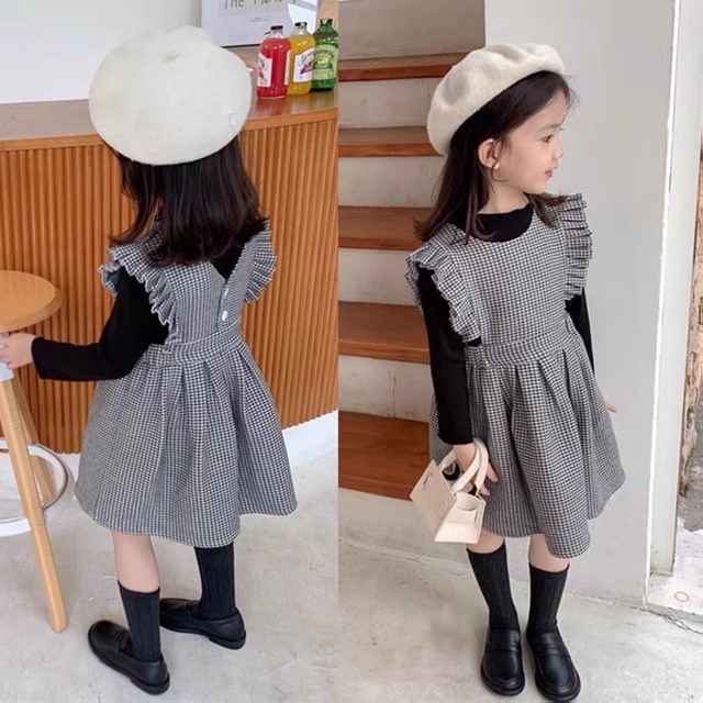 新品❤️チェック柄ワンピース　女の子　90cm 黒 キッズ/ベビー/マタニティのキッズ服女の子用(90cm~)(ワンピース)の商品写真