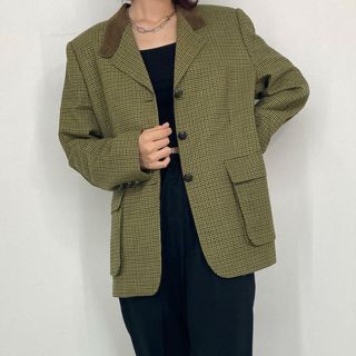 バーバリー(BURBERRY)の古着 バーバリー Burberry's 千鳥格子柄 テーラードジャケット レディースL /eaa292589(テーラードジャケット)