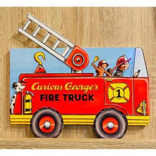 英語絵本　キッズ洋書　しかけ絵本　Fire Truck おさるのジョージ　消防車(絵本/児童書)