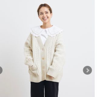 新品未使用 yori ウールケーブルカーディガン アイボリー 36