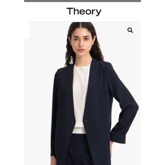 超美品　theory ノーカラージャケット　クレープ　ブラック　0