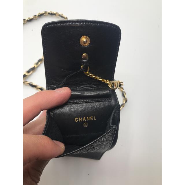 希少 CHANEL キャビアスキン ポーチ 小物入れ ショルダーバッグ 斜