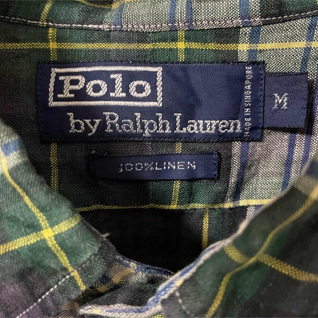 POLO RALPH LAUREN(ポロラルフローレン)の【美品】80s 90s ラルフローレン ブラックウォッチ 長袖 リネン シャツ メンズのトップス(シャツ)の商品写真