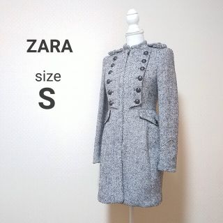 ZARA【Ｌサイズ】美品 ツイード コート ジャケット モノトーン ブルゾン