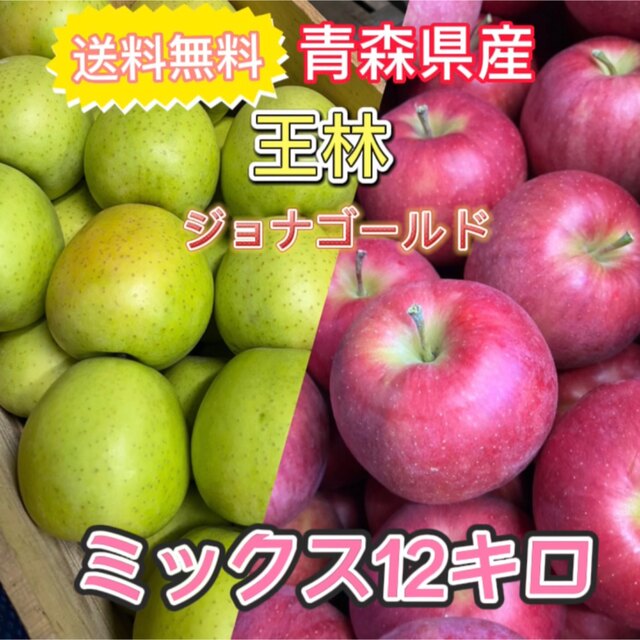 青森県産　王林　ジョナゴールド　ミックス　訳あり　りんご　12キロ　送料無料 食品/飲料/酒の食品(フルーツ)の商品写真