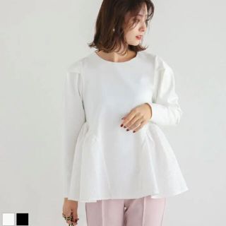Drawer - 【試着のみ】fit more フィットモア ジャガード切り替えペプラムカットソー