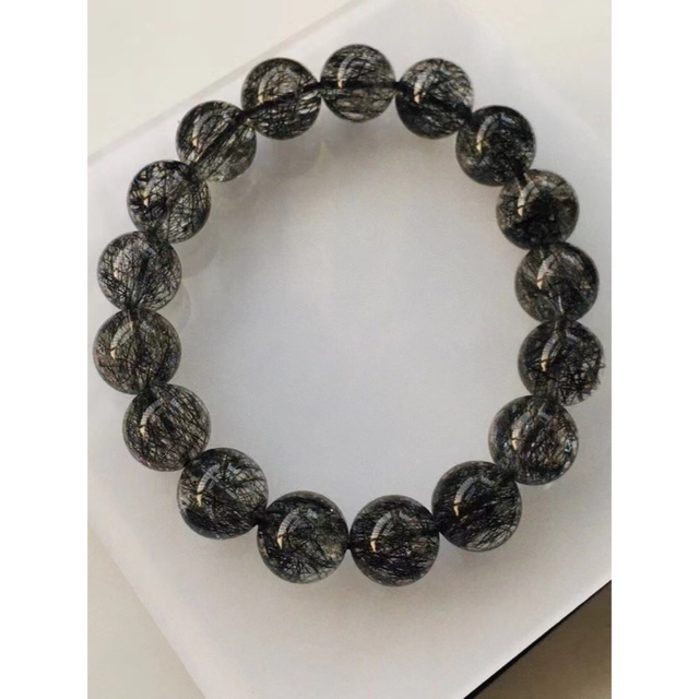 天然ブラックルチルクォーツ ブレスレット 13.5mm55.5g- 天然ブラックルチルクォーツ ブレスレット 13.5mm55.5g-