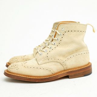 トリッカーズ(Trickers)のトリッカーズ／Tricker's レースアップブーツ シューズ 靴 メンズ 男性 男性用スエード スウェード レザー 革 本革 オフホワイト 白 ホワイト  M2508 MALTON モールトン Brogue Boots ダブルソール カントリーブーツ ウイングチップ 定番 グッドイヤーウェルト製法(ブーツ)