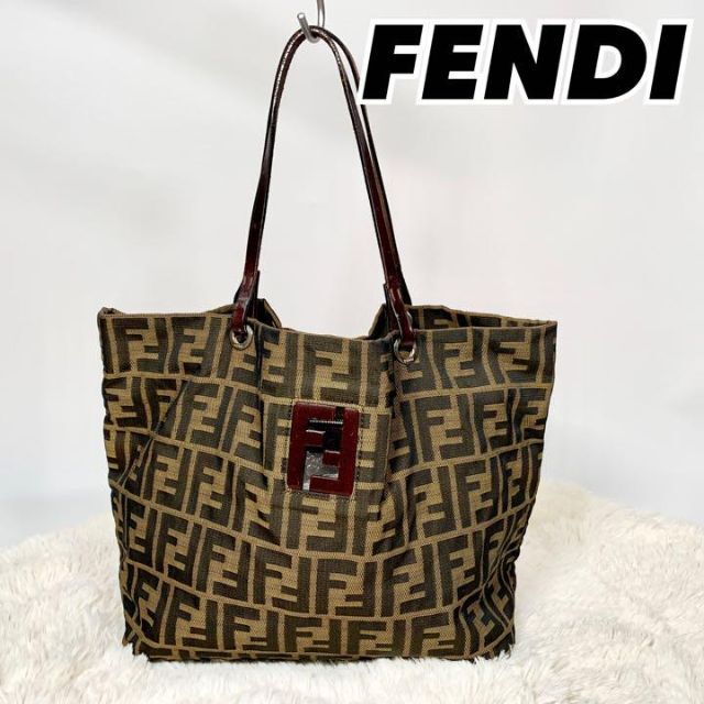 FENDI フェンディ ズッカ トートバッグ ブラウン キャンバス