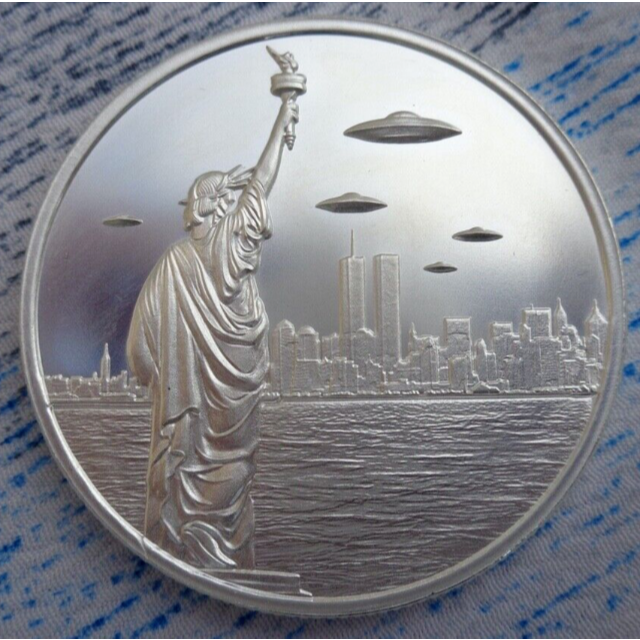 2022 1 オンス　銀貨　UFO　侵略　new york city貨幣