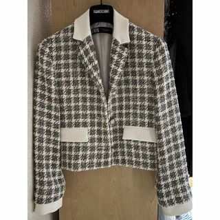 ザラ(ZARA)のZARA ツイード テクスチャー ショート ジャケット(テーラードジャケット)