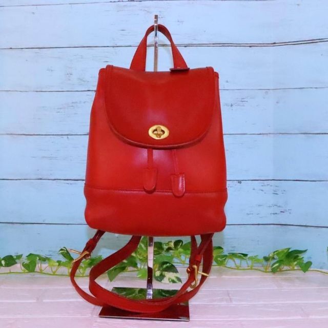 OLD COACH バックパック ヴィンテージ 赤 ターンロック ほぼ未使用