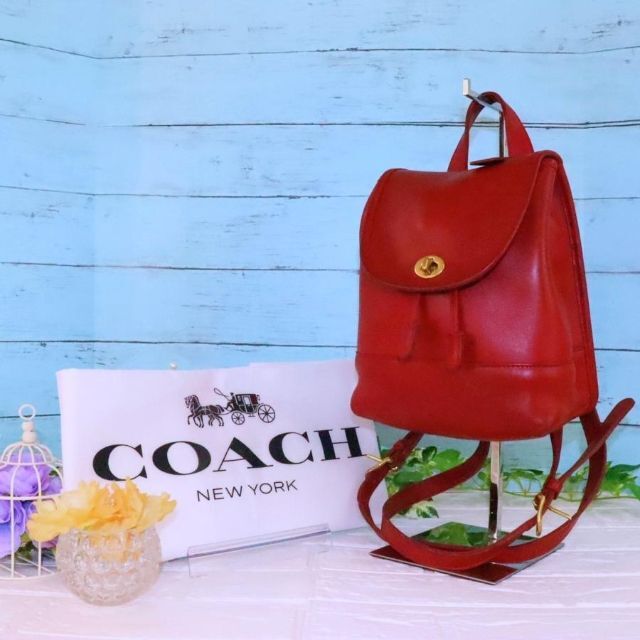 OLD COACH バックパック ヴィンテージ 赤 ターンロック ほぼ未使用