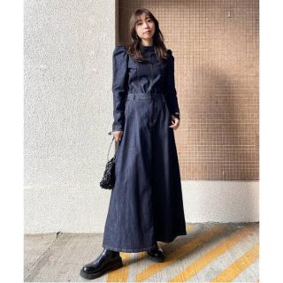 アメリヴィンテージ(Ameri VINTAGE)のPOWER SHOULDER DENIM SET UP(ロングワンピース/マキシワンピース)