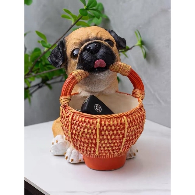 パグ雑貨 パグ 置物 小物入れドッグ 犬 収納ボックス かご 小物入れ