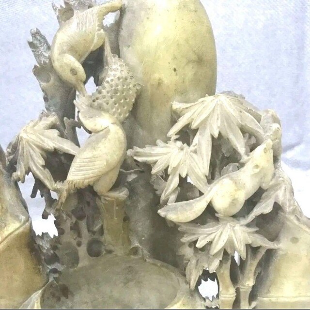 彫刻 花鳥 置物-