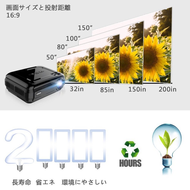 プロジェクター wifi接続 Bluetooth6.0機能 小型プロジェクター