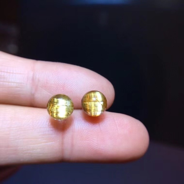 ボタニカルウエディング 【天然】タイチンクオーツ ピアス k18 7.2mm