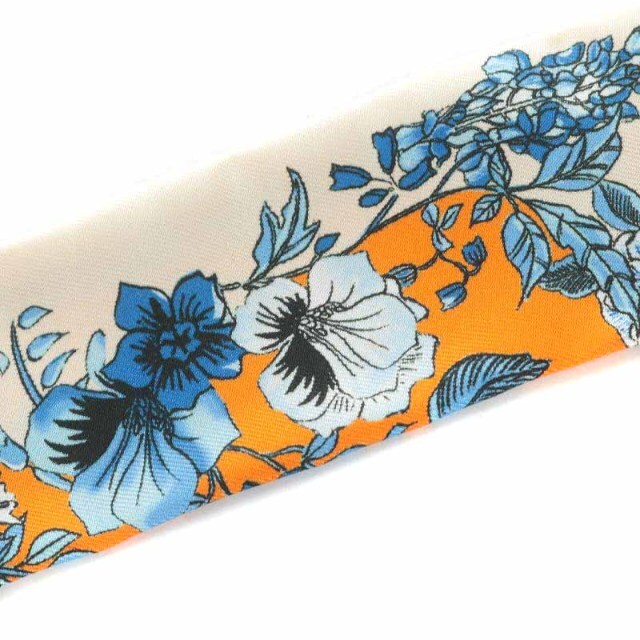 購入特典あり FENDI WRAPPY スカーフ シルク 花柄 1200×50mm オレンジ