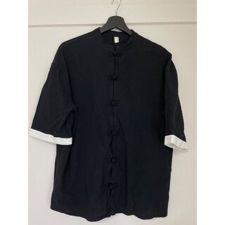 チャイナシャツ　ブラック　黒　チャイナボタン(シャツ)