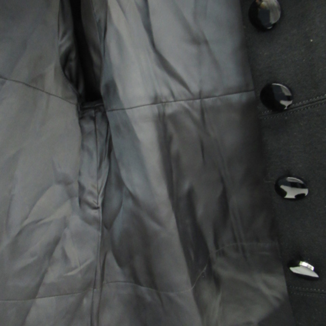 アダムエロペ スタンドカラーコート ショート丈 シングルボタン ウール 36 黒