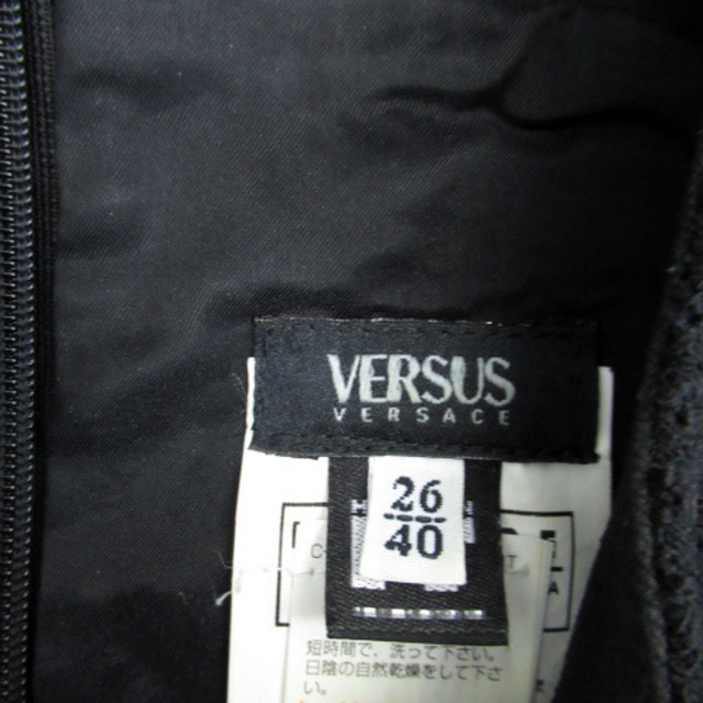 VERSUS(ヴェルサス)のヴェルサス VERSUS ワンピース ヘンリーネック チェック柄 ウール 黒 レディースのワンピース(ミニワンピース)の商品写真