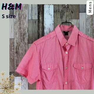 エイチアンドエム(H&M)のH&M メンズ 半袖シャツ ピンク おしゃれ Sサイズ(シャツ)