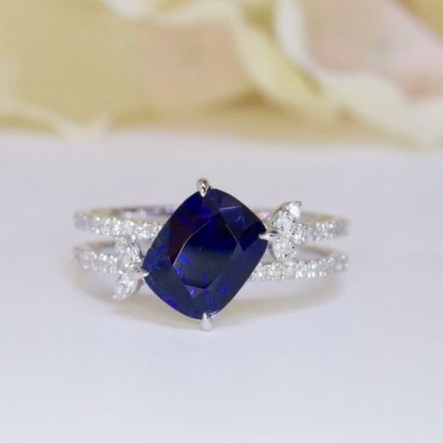 贅沢 天然 f k18 リング2.01ct ダイヤ ロイヤルブルーサファイア リング(指輪)