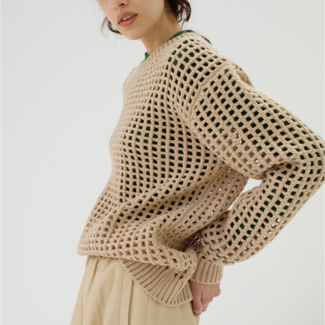 AURALEE  WOOL FELT YARN MESH KNIT P/O