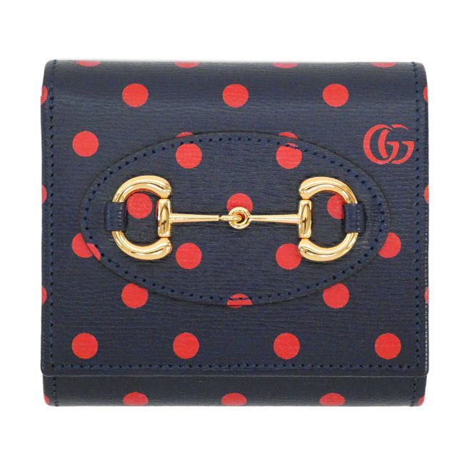 Gucci - 展示品★グッチ 二つ折り財布 ホースビット 1955 ポルカドット J5561