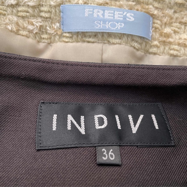 INDIVI(インディヴィ)のFree's SHOP INDIVI 上下セット　ノーカラージャケット ママ レディースのフォーマル/ドレス(スーツ)の商品写真