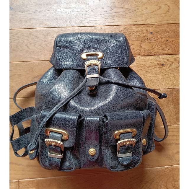 GIANNI VERSACE/レザー/ミニリュック/BLACK 人気沸騰ブラドン 51.0%OFF
