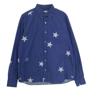 ユニフォームエクスペリメント(uniform experiment)のuniform experiment ユニフォームエクスペリメント UE-134059 BIG STAR B.D SHIRT ビック スター 長袖 シャツ ネイビー系 3【中古】(シャツ)