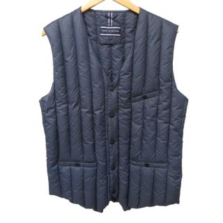 トミーヒルフィガー(TOMMY HILFIGER)のトミーヒルフィガー ダウンベスト ナイロン Vネック インナーダウン 紺 S(ダウンベスト)