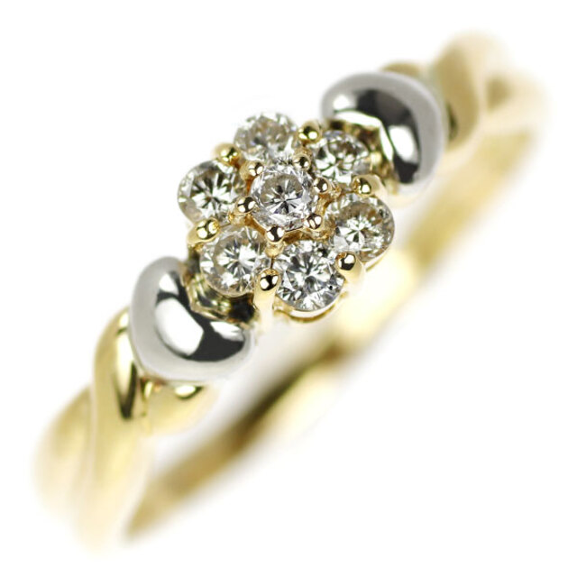 K18YG/Pt900 ダイヤモンド リング フラワー  レディースのアクセサリー(リング(指輪))の商品写真