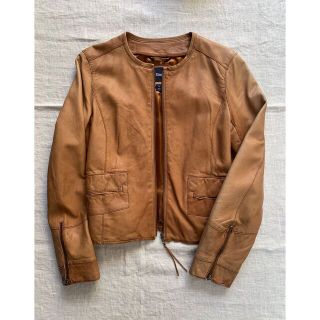 ギャップ(GAP)のGAP ギャップ 本革100% レザージャケット XXS キャメル ノーカラー(ノーカラージャケット)