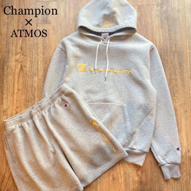 Champion×ATMOS LAB コラボ セットアップ パーカー パンツ L 【通販
