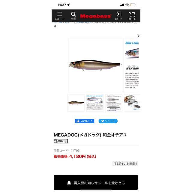 Megabass(メガバス)の★BASIC様専用★メガバス  メガドッグ(和銀オチアユ) スポーツ/アウトドアのフィッシング(ルアー用品)の商品写真