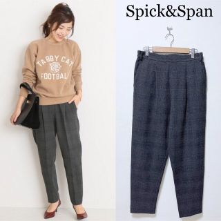 スピックアンドスパン(Spick & Span)のSpick&Span チェックテーパードパンツ ウールライクパンツ グレー 40(カジュアルパンツ)