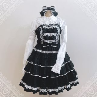 アンジェリックプリティー(Angelic Pretty)のPrettyフリルジャンパースカート&カチューシャ＊Angelic Pretty(ひざ丈ワンピース)