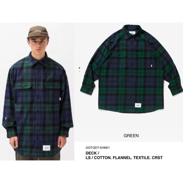 GREEN M 22AW WTAPS DECK / LS / COTTON.-